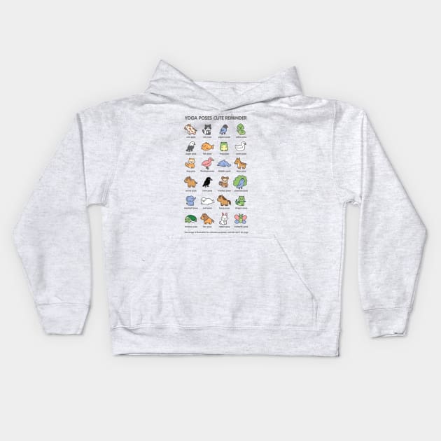 Yoga animal poses cute reminder Kids Hoodie by agus.cami